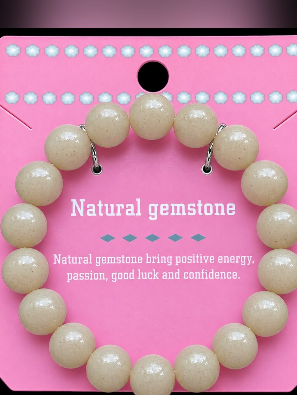 Natural Gemstone Bead Bracelet — Cream